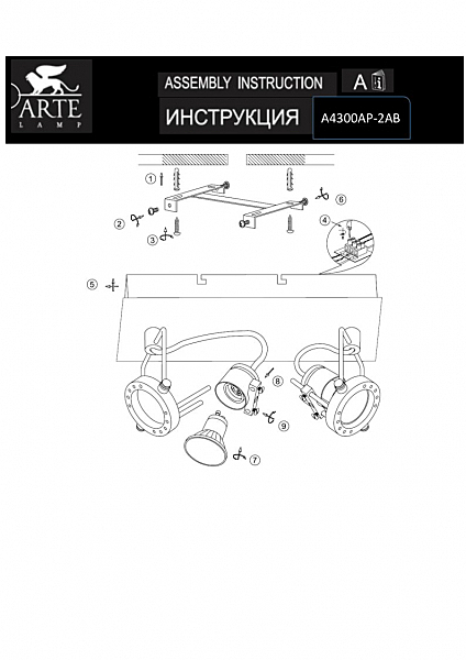 Светильник спот Arte Lamp A4300AP-2AB