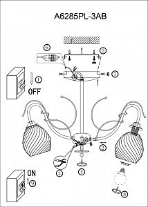 Потолочная люстра Arte Lamp A6285PL-3AB