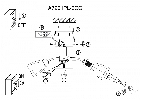 Потолочная люстра Arte Lamp Carmela A7201PL-3CC