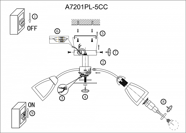 Потолочная люстра Arte Lamp Carmela A7201PL-5CC