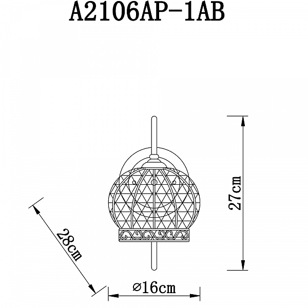 Настенное бра Arte Lamp VENEZIA A2106AP-1AB