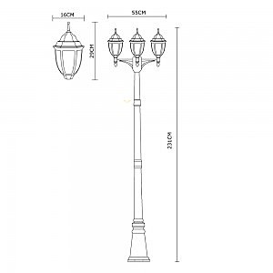 Столб фонарный уличный Arte Lamp Pegasus A3151PA-3WG