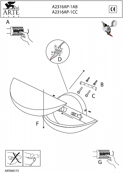 Светильник спот Arte Lamp INTERIOR A2316AP-1CC