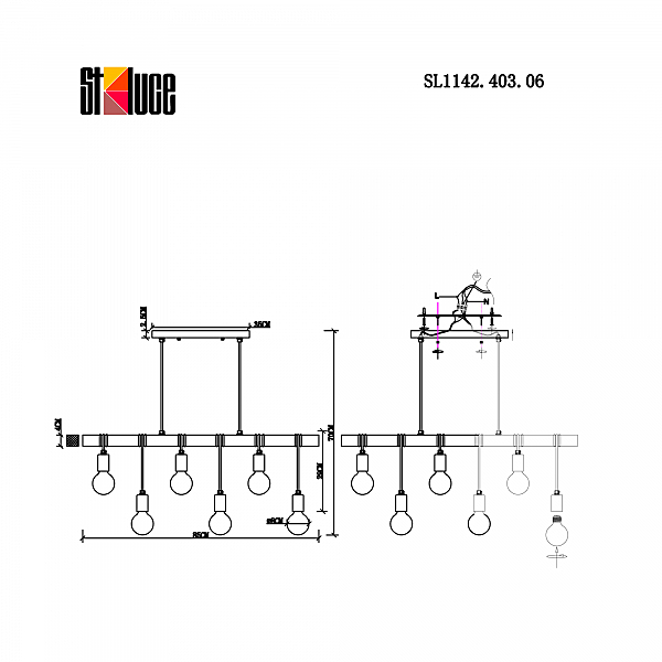 Светильник подвесной Evoluce Bagetti SL1142.403.06