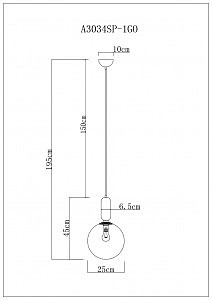 Светильник подвесной Arte Lamp Bolla-Sola A3034SP-1GO