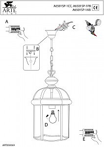 Светильник подвесной Arte Lamp RIMINI A6501SP-1PB