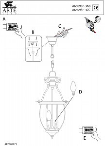 Светильник подвесной Arte Lamp RIMINI A6509SP-3AB