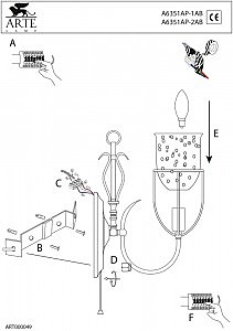 Настенное бра Arte Lamp SALVADOR A6351AP-2AB