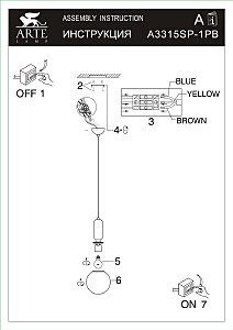 Светильник подвесной Arte Lamp Bolla-Sola A3315SP-1PB