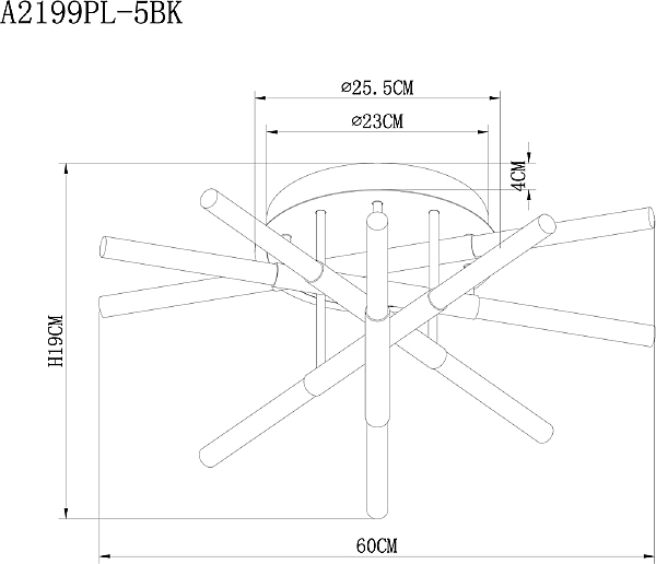 Потолочная люстра Arte Lamp Fernando A2199PL-5BK