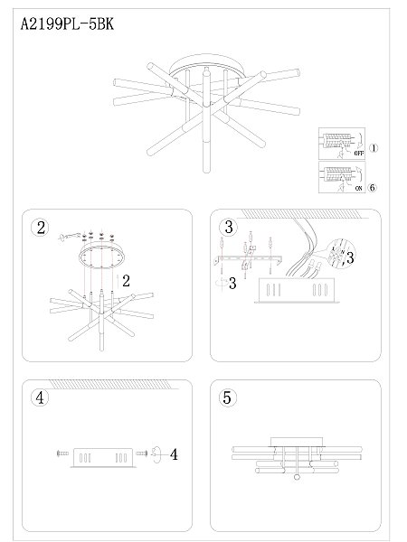 Потолочная люстра Arte Lamp Fernando A2199PL-5BK