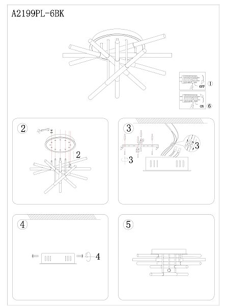 Потолочная люстра Arte Lamp Fernando A2199PL-6BK