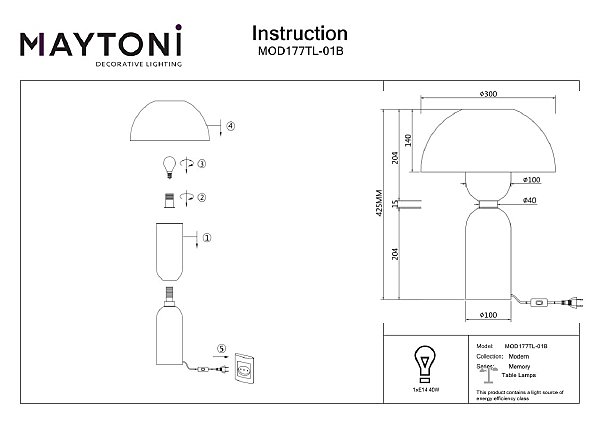 Настольная лампа Maytoni Memory MOD177TL-01B