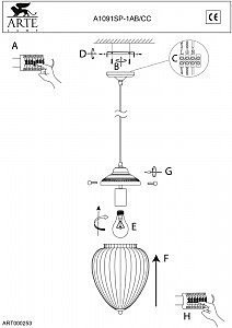 Светильник подвесной Arte Lamp RIMINI A1091SP-1CC