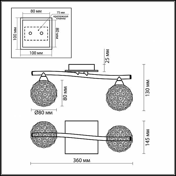 Светильник спот Odeon Light Aketi 2472/2W