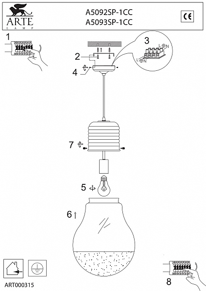 Светильник лампочка Ильича Edison A5093SP-1CC Arte Lamp