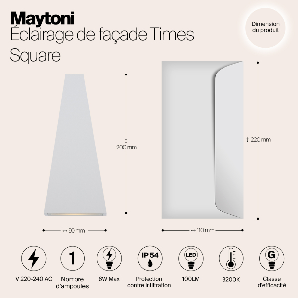 Уличный LED настенный светильник Maytoni Times Square O580WL-L6W