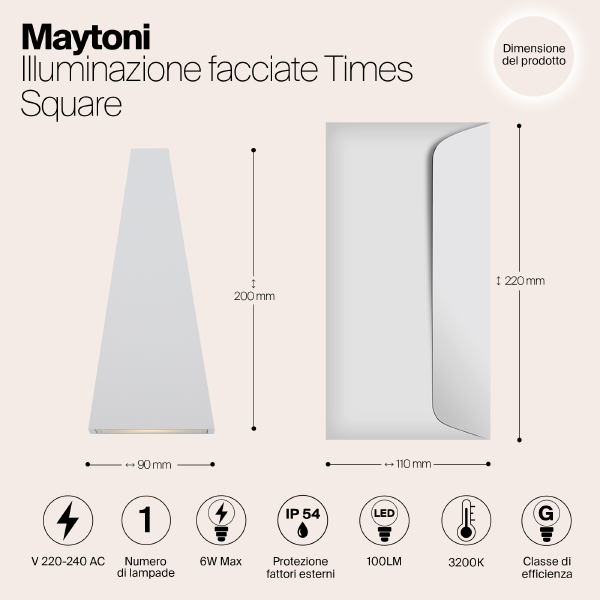 Уличный LED настенный светильник Maytoni Times Square O580WL-L6W