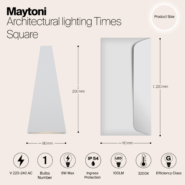 Уличный LED настенный светильник Maytoni Times Square O580WL-L6W