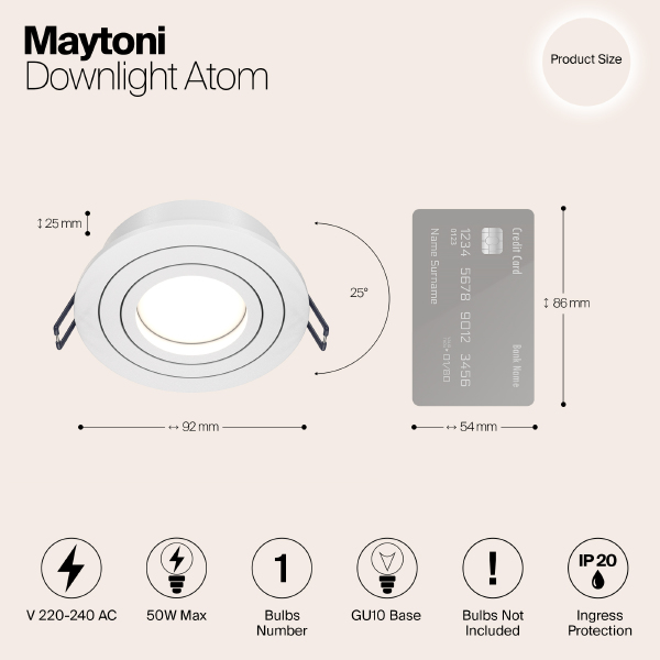 Встраиваемый светильник Maytoni Atom DL023-2-01W