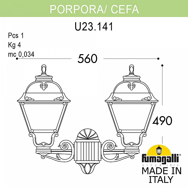 Уличный настенный светильник Fumagalli Cefa U23.141.000.AXF1R