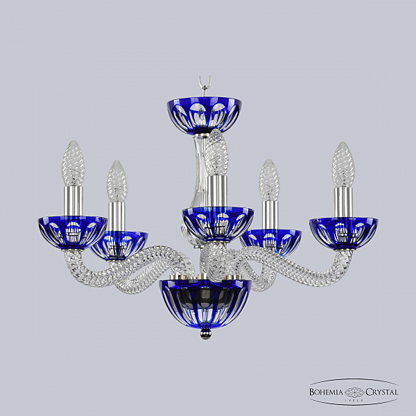 Подвесная люстра Bohemia 1309 1309/5/165 Ni Cl/Clear-Blue/H-1H