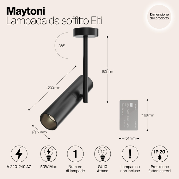 Светильник потолочный Maytoni Elti C020CL-01B