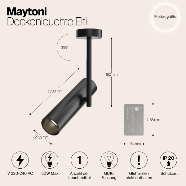 Светильник потолочный Maytoni Elti C020CL-01B