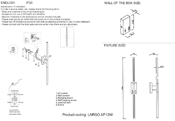 Настенное бра Crystal Lux Largo LARGO AP12W BLACK