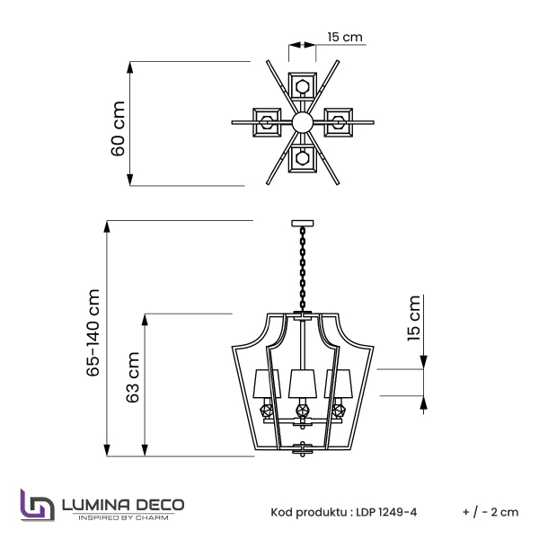 Подвесная люстра Lumina Deco LDP 1249-4 CHR+BK
