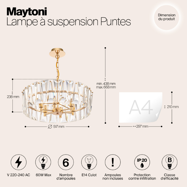 Подвесная хрустальная люстра Puntes Maytoni MOD043PL-06G