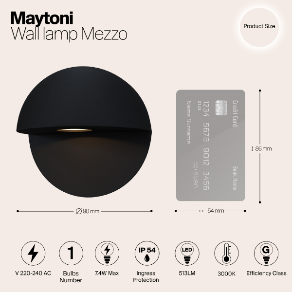 Уличный LED настенный светильник Maytoni Mezzo O033WL-L7B3K