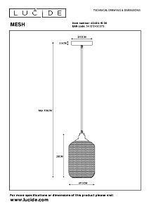 Светильник подвесной Lucide Mesh 43404/15/30