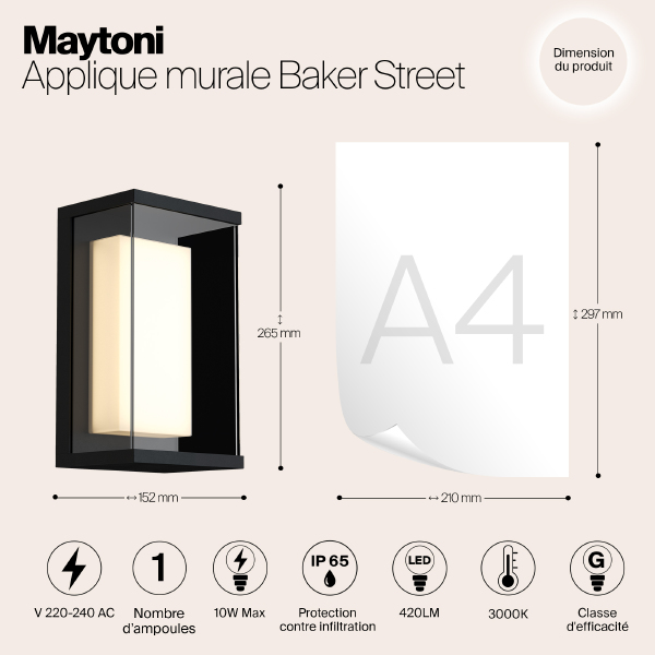 Уличный настенный светильник Maytoni Baker Street O021WL-L10B4K