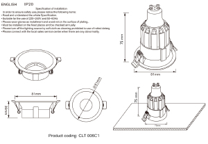 Встраиваемый светильник Crystal Lux CLT 006 CLT 006C1 BL