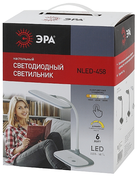 Офисная настольная лампа ЭРА NLED-458-6W-BK