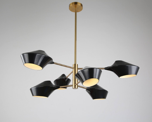 Люстра на штанге Lumina Deco LDP 6037-6 BK+GD