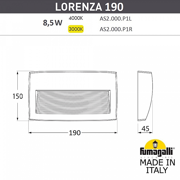 Подсветка для ступеней Fumagalli Lorenza AS2.000.000.AXK1L