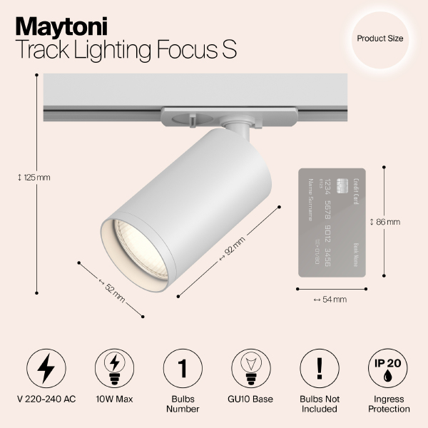 Трековый светильник Maytoni Focus S Unity TR020-1-GU10-W