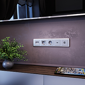 Розетка Werkel W1171506/ Розетка с заземлением, шторками и USBх2 (серебряный)
