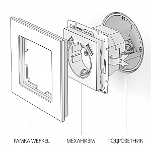 Розетка Werkel W1171506/ Розетка с заземлением, шторками и USBх2 (серебряный)