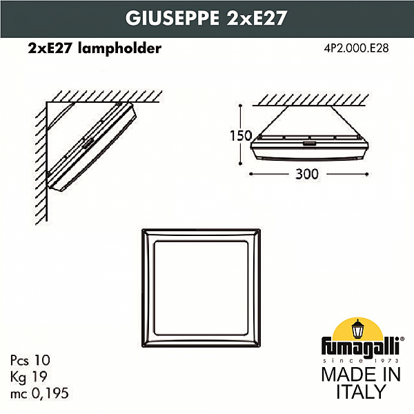 Уличный настенный светильник Fumagalli Guizeppe 4P2.000.000.AYF1R