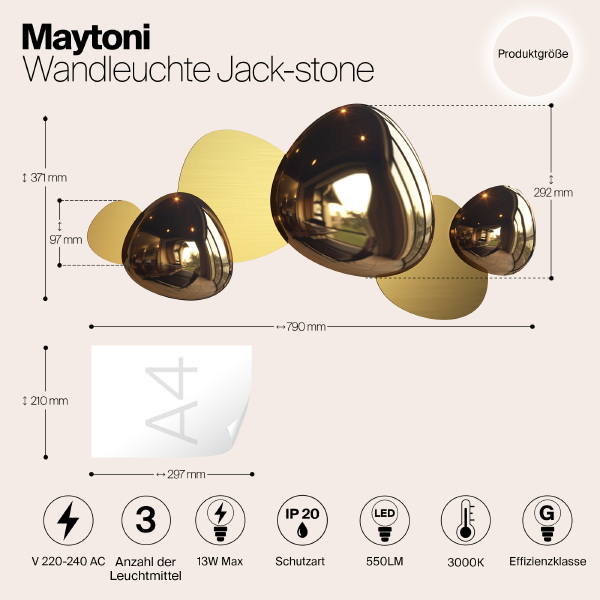 Настенный светильник Maytoni Jack-stone MOD314WL-L13G3K