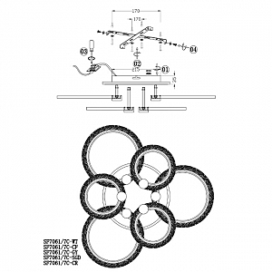 Потолочная люстра Seven Fires Snorri SF7061/7C-GY-BL