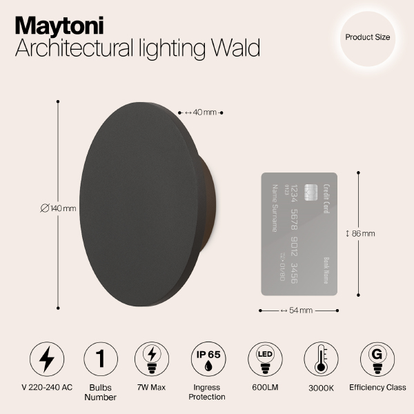 Уличный настенный светильник Maytoni Wald O420WL-L7GF