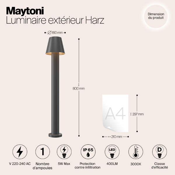 Уличный наземный светильник Maytoni Harz O421FL-L5GF
