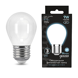 Светодиодная лампа Filament Шар Gauss 105202209 E27 9Вт 4100