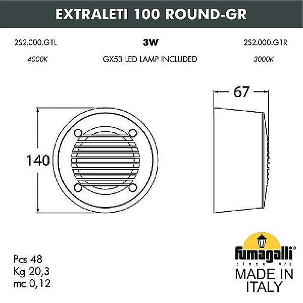 Подсветка для ступеней Fumagalli Leti 2S2.000.000.WYG1L