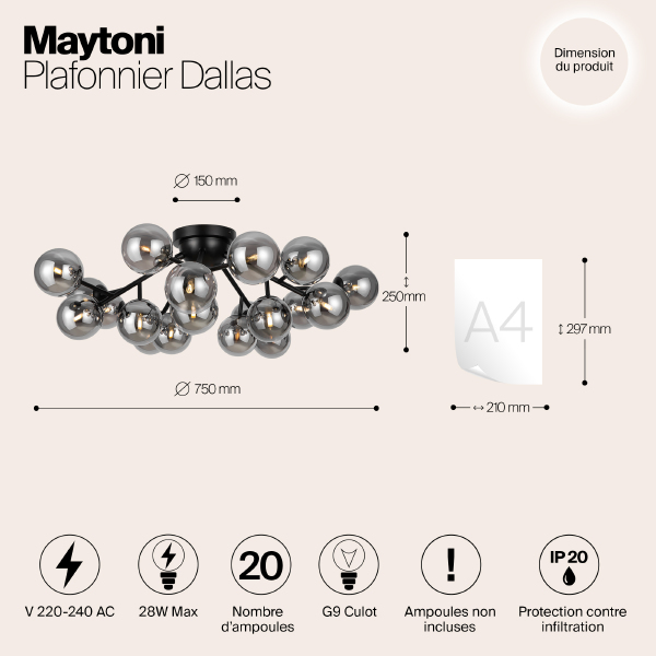 Потолочная люстра Maytoni Dallas MOD545CL-20B