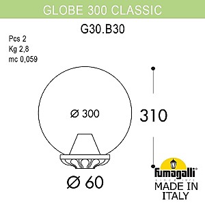 Консольный уличный светильник Fumagalli Globe 300 G30.B30.000.AZF1R